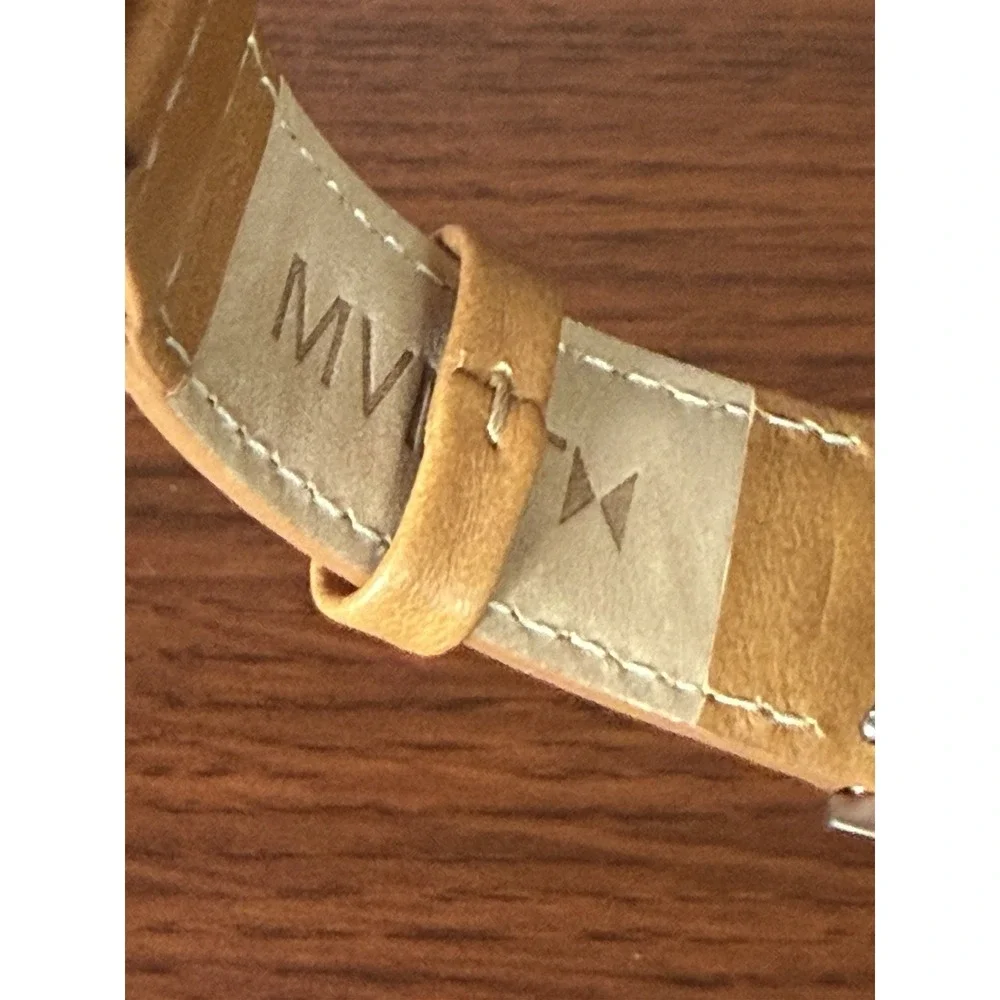 MVMT Duet Chronograph Watch Brown Leather Band Women Classy Analog Needs Battery